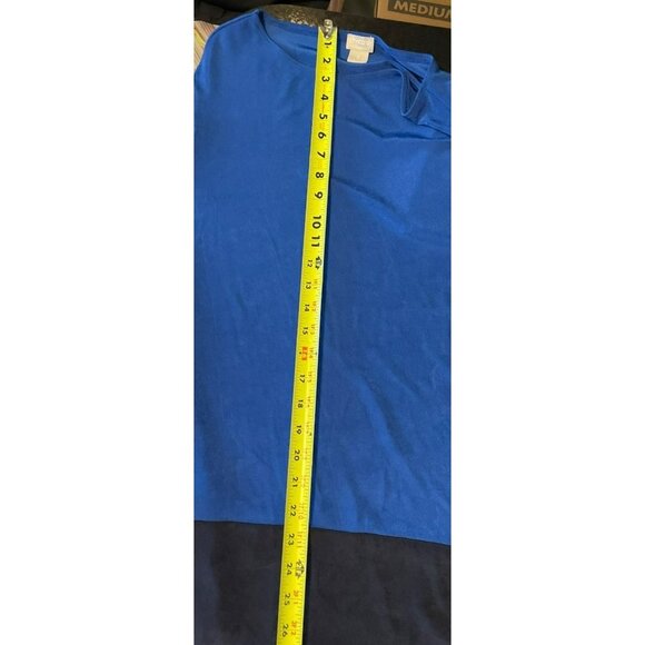 Chicos Travelers Blue Black Asymmetrical Hem Flowing Pullover Top Sz XL - Picture 7 of 8